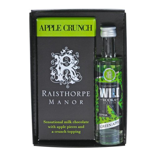 Apple Crunch Chocolate Bar with Apple Vodka Gift Set - Apple Crunch Chocolate bar & 5cl Green Apple Vodka 
