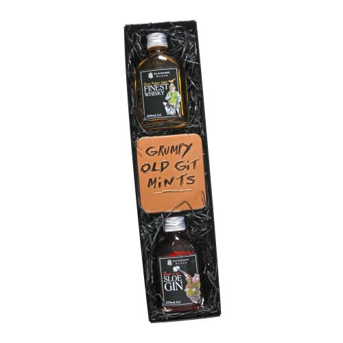Sloe Gin 5cl  & Whisky 5cl  with Grumpy Old Git Mints Box Set